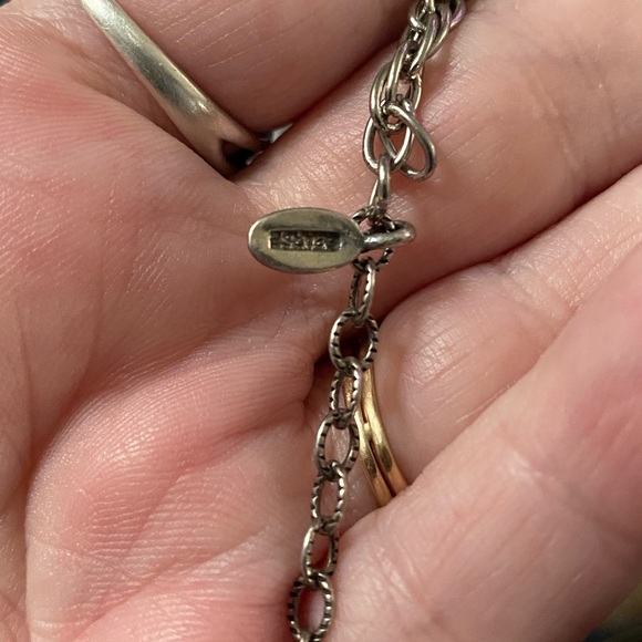 Rustic beauty river rock necklace .925 silver beaded green tan silver accents - Picture 8 of 8